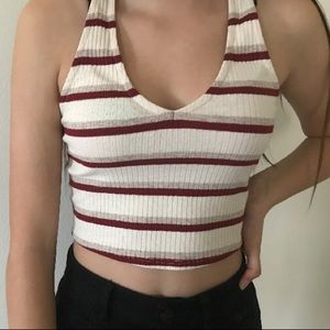 Maroon and Cream colored halter top